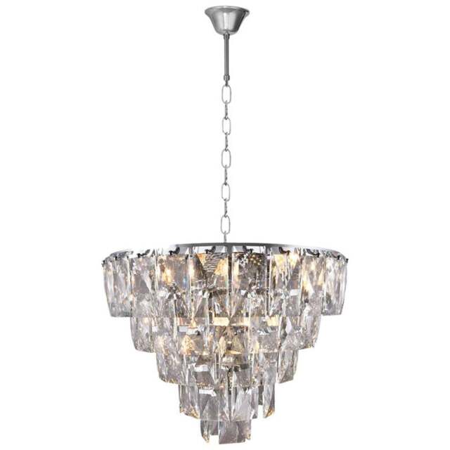 Milagro Chelsea Clear Chandelier 230V - Size: 50 x 50 x 100cm - Wilko - image 1