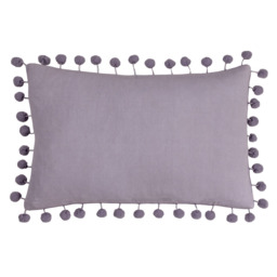 furn. Dora Lilac Velvet Pom Pom Cushion - Size: 50 x 30 cm - Purple - Wilko - thumbnail 6