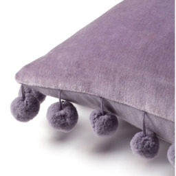 furn. Dora Lilac Velvet Pom Pom Cushion - Size: 50 x 30 cm - Purple - Wilko - thumbnail 5