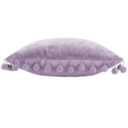 furn. Dora Lilac Velvet Pom Pom Cushion - Size: 50 x 30 cm - Purple - Wilko - thumbnail 4