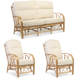 Desser Bali 5 Seater Beige and Cream Natural Rattan Sofa Set - Multi - Wilko - thumbnail 3