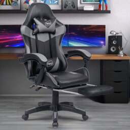 Neo Grey PU Leather Swivel Office Chair - Size: 66 x 55 x 125cm - Wilko