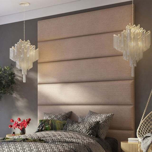 Aspire Furniture Llewelyn-Bowen Luxury Natural Saxon Twill Wall Mounted Headboard 45cm - Size: Single Pack - Cream - Aspire Beds - Wilko - image 1