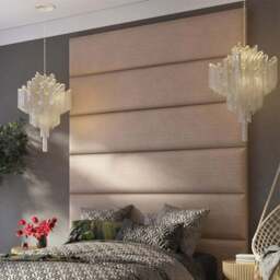Aspire Furniture Llewelyn-Bowen Luxury Natural Saxon Twill Wall Mounted Headboard 45cm - Size: Single Pack - Cream - Aspire Beds - Wilko