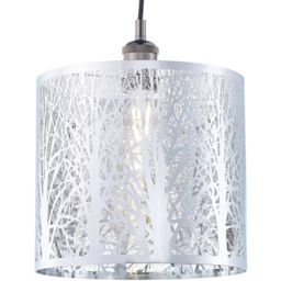 Happy Homewares Polished Chrome Metal Forest Pendant Shade - Size: 25 x 23 x 23cm - Silver - Wilko - thumbnail 4
