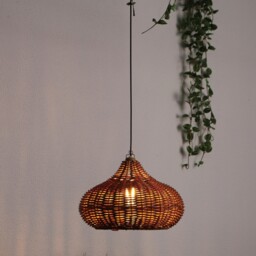 Solar Rattan Effect Pendant Light Brown - Wilko - thumbnail 3