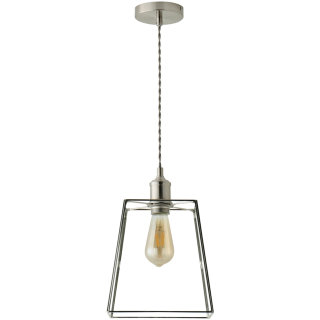 ValueLights Susie Glass Lantern Brushed Chrome Single LED Ceiling Pendant Light - Size: 123.5 x 98 x 25cm - Silver - Wilko - image 1