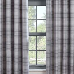 Divante Hatfield Grey Check Blackout Eyelet Curtains 137 x 168cm - Size: W 137 x D 168cm - Wilko - thumbnail 5