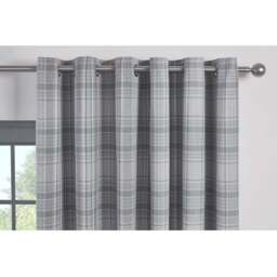 Divante Hatfield Grey Check Blackout Eyelet Curtains 137 x 168cm - Size: W 137 x D 168cm - Wilko - thumbnail 3