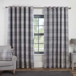 Divante Hatfield Grey Check Blackout Eyelet Curtains 137 x 168cm - Size: W 137 x D 168cm - Wilko - thumbnail 7