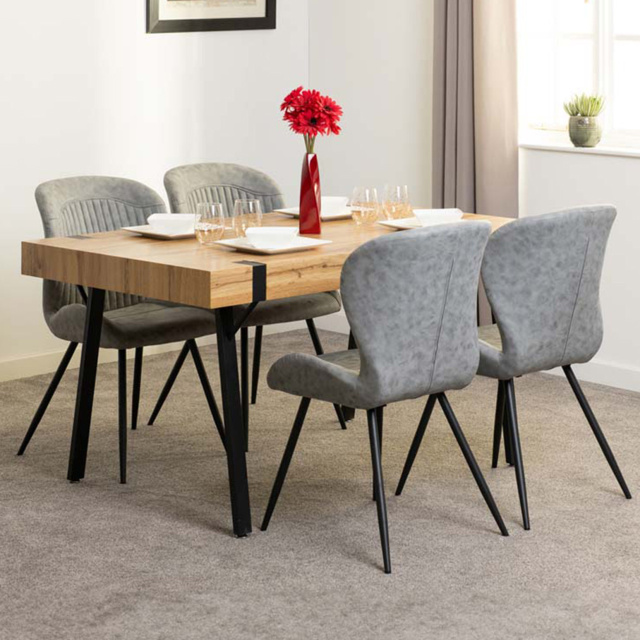 Seconique Treviso PU 4 Seater Quebec Dining Set Light Oak and Grey - Wilko - image 1