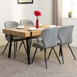 Seconique Treviso PU 4 Seater Quebec Dining Set Light Oak and Grey - Wilko - thumbnail 1