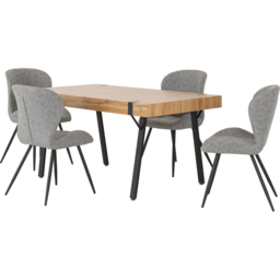Seconique Treviso PU 4 Seater Quebec Dining Set Light Oak and Grey - Wilko - thumbnail 3