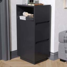 Living and Home 2 Drawer Black Bedside Table - Wilko