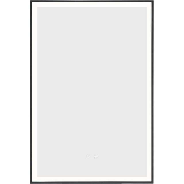 Living and Home Black Rectangular Metal Frame Anti Fog LED Wall Mirror with Touch Sensor - Size: 70 x 50 x 4cm - Wilko - image 1