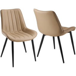 Living and Home Set of 2 Taupe Brown PU Leather Dining Chair - Wilko - thumbnail 3
