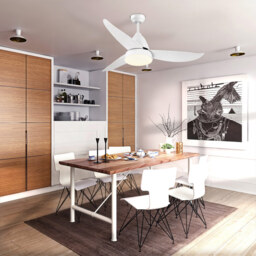 Portland White Reversible Ceiling Fan with Light - Size: 122 x 122 x 45cm - Wilko - thumbnail 3