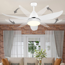 Portland White Reversible Ceiling Fan with Light - Size: 122 x 122 x 45cm - Wilko - thumbnail 7