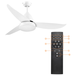 Portland White Reversible Ceiling Fan with Light - Size: 122 x 122 x 45cm - Wilko - thumbnail 5