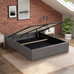 Aspire Furniture Super King Size Steel Plush Platform Ottoman Bed - Silver - Aspire Beds - Wilko - thumbnail 3