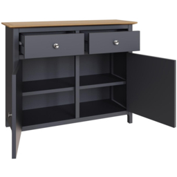 FWStyle Taberno 2 Drawer 2 Door Graphite Blue and Oak Sideboard - Size: 76 x 96 x 33cm - Wilko - thumbnail 5