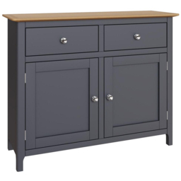 FWStyle Taberno 2 Drawer 2 Door Graphite Blue and Oak Sideboard - Size: 76 x 96 x 33cm - Wilko - thumbnail 3
