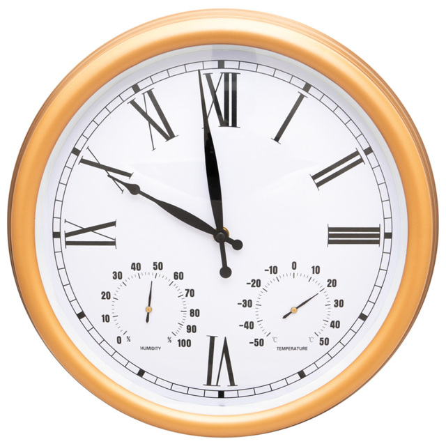 St Helens Copper Effect Round Garden Clock with Thermometer and Hygrometer 38cm - Wilko - image 1