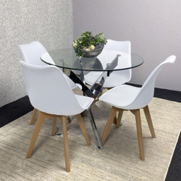 Kosy Koala Maya Tulip 4 Seater Round Glass Dining Set White - Multi - Wilko - thumbnail 5