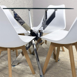 Kosy Koala Maya Tulip 4 Seater Round Glass Dining Set White - Multi - Wilko - thumbnail 4