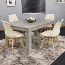 Portland Kosy Koala 4 Seater Dining Set Stone Grey Effect and Cream - Wilko