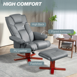 Portland Grey Recliner Armchair with Footstool - Size: Single - Wilko - thumbnail 7