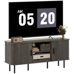 HOMCOM 2 Door 2 Shelf Grey TV Unit - Size: 55 x 40 x 120cm - Wilko - thumbnail 3