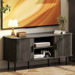 HOMCOM 2 Door 2 Shelf Grey TV Unit - Size: 55 x 40 x 120cm - Wilko - thumbnail 1