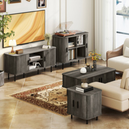 HOMCOM 2 Door 2 Shelf Grey TV Unit - Size: 55 x 40 x 120cm - Wilko - thumbnail 5