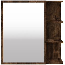 vidaXL Single Door 3 Shelf Smoked Oak Mirror Bathroom Cabinet - Size: 64 x 62.5 x 20.5cm - Brown - Wilko - thumbnail 5