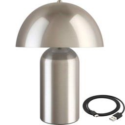 tectake Kade Nickel Matt Retro Battery Powered Table Lamp - Size: 34 x 25 x 25cm - Silver - Wilko