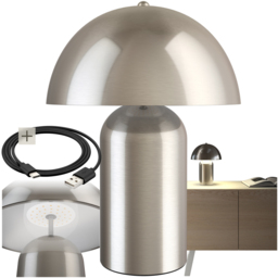tectake Kade Nickel Matt Retro Battery Powered Table Lamp - Size: 34 x 25 x 25cm - Silver - Wilko - thumbnail 4