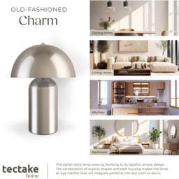 tectake Kade Nickel Matt Retro Battery Powered Table Lamp - Size: 34 x 25 x 25cm - Silver - Wilko - thumbnail 6