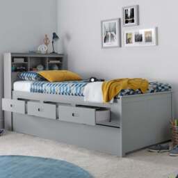 Veera Single Grey Guest Bed and Trundle with Orthopaedic Mattresses - Bedmaster - Wilko