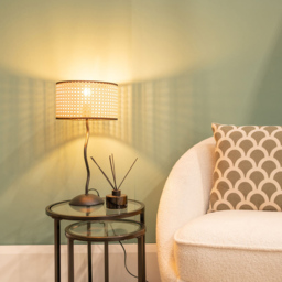 ValueLights Wiggle Black and Natural Cane Shade Metal LED Table Lamp - Size: 52 x 25 x 25cm - Cream - Wilko - thumbnail 5