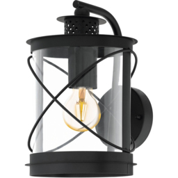 EGLO Hilburn Black Exterior Wall Light - Size: 20.0 x 20.0 x 28.0cm - Wilko