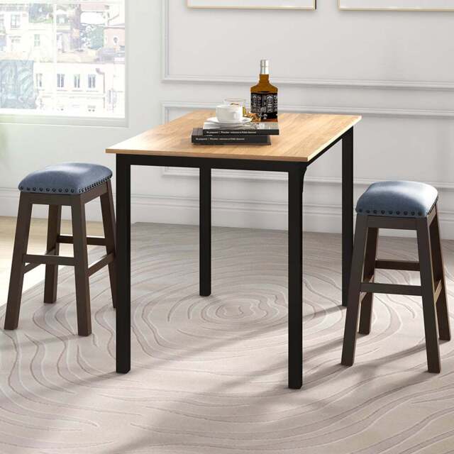 Costway Brown Padded Bar Stool Set of 2 - Size: 65 x 44 x 18cm - Wilko - image 1