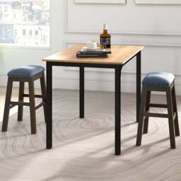 Costway Brown Padded Bar Stool Set of 2 - Size: 65 x 44 x 18cm - Wilko