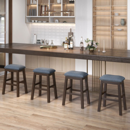 Costway Brown Padded Bar Stool Set of 2 - Size: 65 x 44 x 18cm - Wilko - thumbnail 7