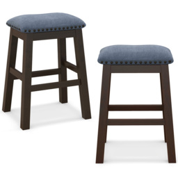 Costway Brown Padded Bar Stool Set of 2 - Size: 65 x 44 x 18cm - Wilko - thumbnail 4