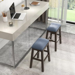 Costway Brown Padded Bar Stool Set of 2 - Size: 65 x 44 x 18cm - Wilko - thumbnail 5