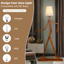 Costway Wooden Shape Changing Floor Lamp - Size: 84 x 31 x 20cm - Cream - Wilko - thumbnail 7