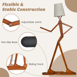 Costway Wooden Shape Changing Floor Lamp - Size: 84 x 31 x 20cm - Cream - Wilko - thumbnail 6