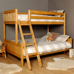 Brooklyn Triple Sleeper Caramel Wooden Bunk Bed - Size: Single + Small Double - Cream - Wilko