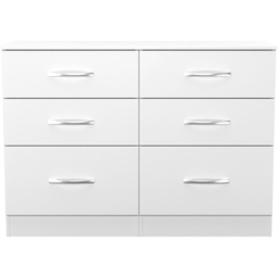 Crowndale Avon 6 Drawer Matt White Wide Chest of Drawers Ready Assembled - White Matt - Wilko - thumbnail 3